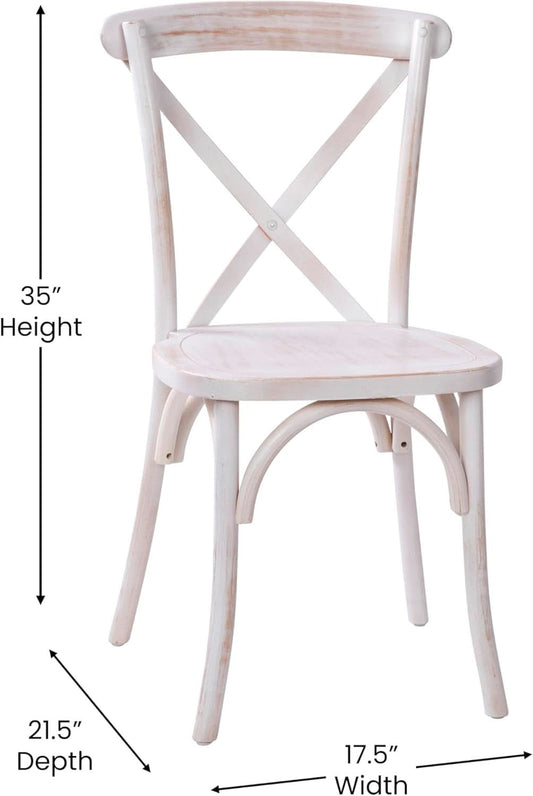 2 Pack Lime Wash X Back Dining Chairs Stackable For Banquet Hall And Dining Room Areas