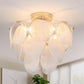 Golden Glass 4-Light Flush Mount Ceiling Chandelier