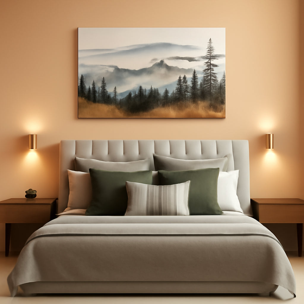 Green Forest Contemporary Wall Art 24x48 BohemianDecor
