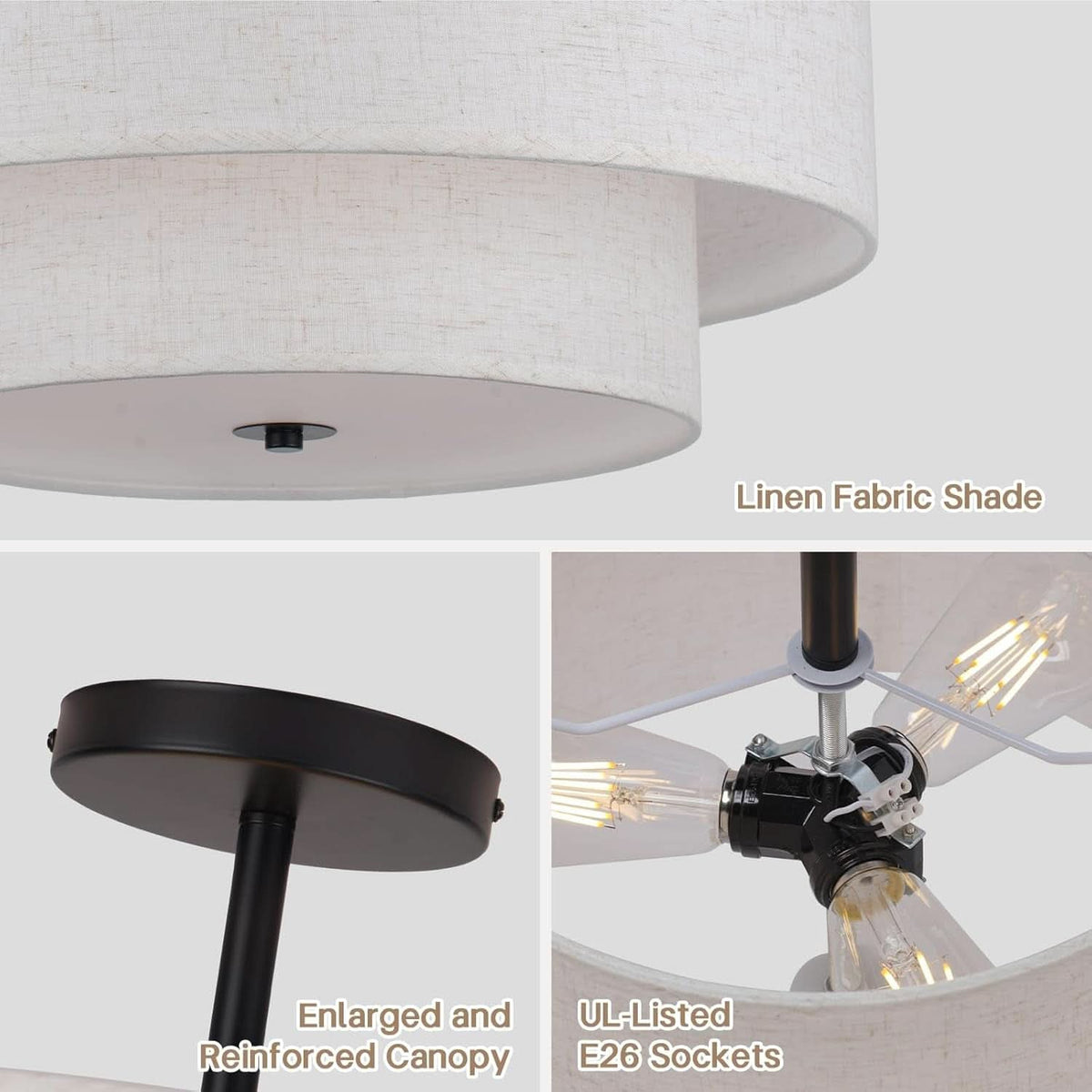 18 Inch Industrial Grade Drum Semi Flush Ceiling Light