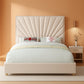 Cream Velvet Queen Platform Bed Upholstered Tufted