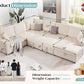 130 Inch Beige Corduroy Sectional Sofa Bed Storage Compartment-1