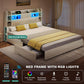 King Size Bed Frame Antique White With Bookcase Headboard