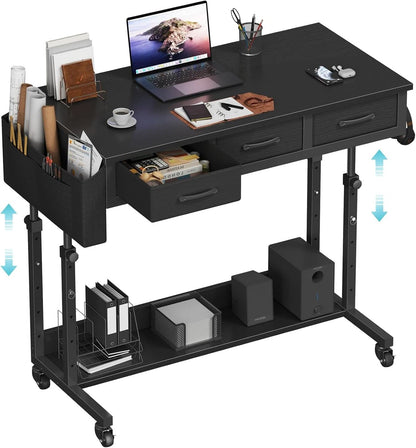 Adjustable Height Rolling Standing Desk with Drawers
