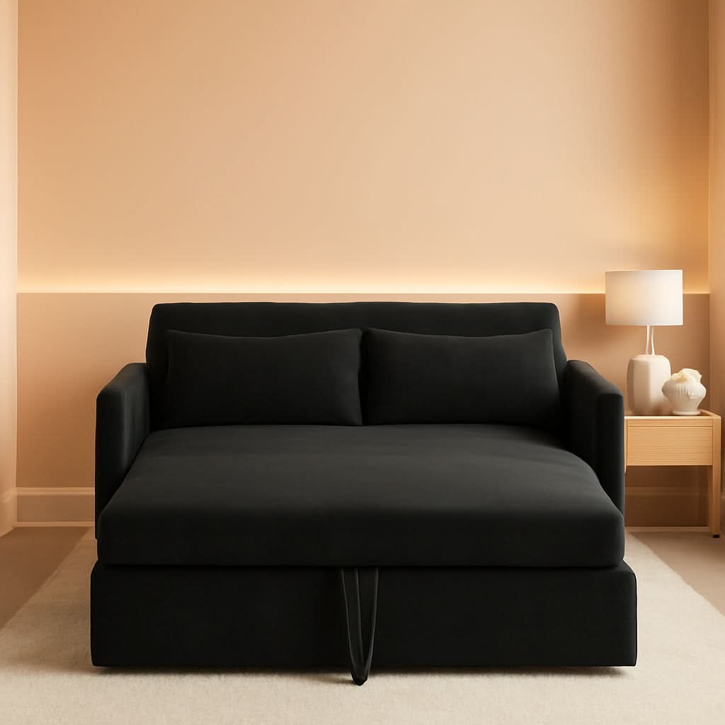 55 Inch Velvet Sleeper Sofa With Adjustable Backrest