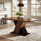 55 Inch Rustic Brown Farmhouse Dining Table For Four