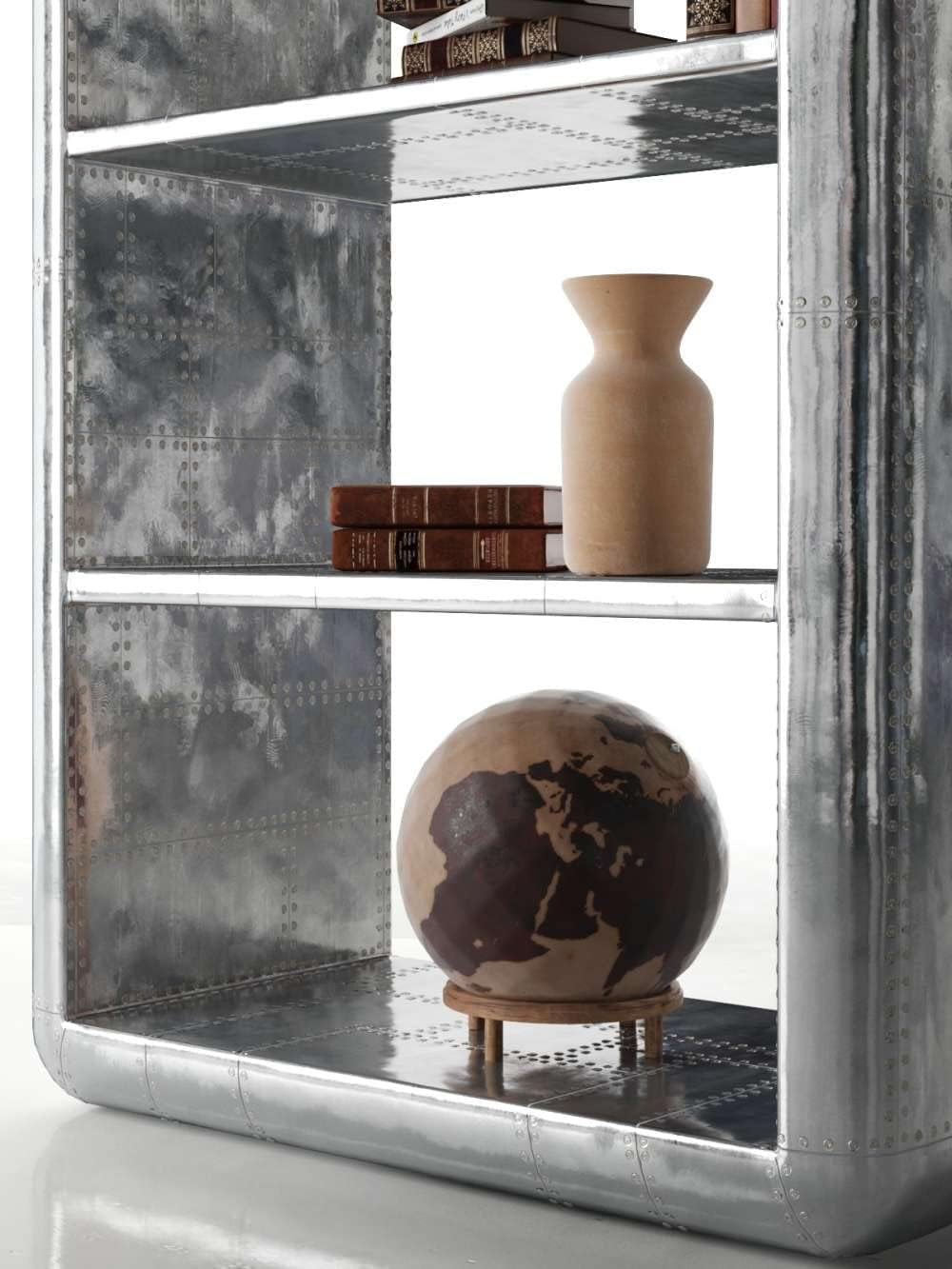 Silver Industrial Metal Bookcase Home Office Storage