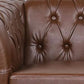 3 Piece Chesterfield Leather Sofa Set With Rolled Arms And Nailhead Trim Modern Brown Living Room Set-4