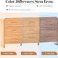 SolidOak Curved Nine Drawer Dresser SixtyThreeInches