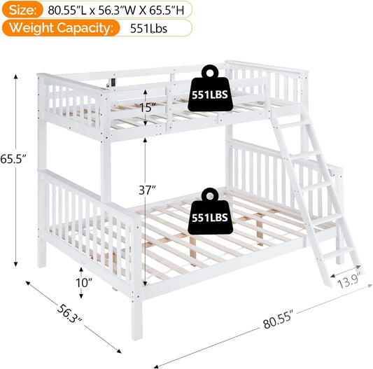 White Luxurious Hardwood Space Saving Bunk Bed Twin