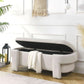 Beige Linen Upholstered Storage Ottoman With Hinges