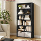Ebony Black Freestanding Six Tier Bookcase Shelving