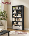 Ebony Black Freestanding Six Tier Bookcase Shelving