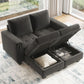 Grey Velvet Modular Sectional Sofa With Storage And Sleeper