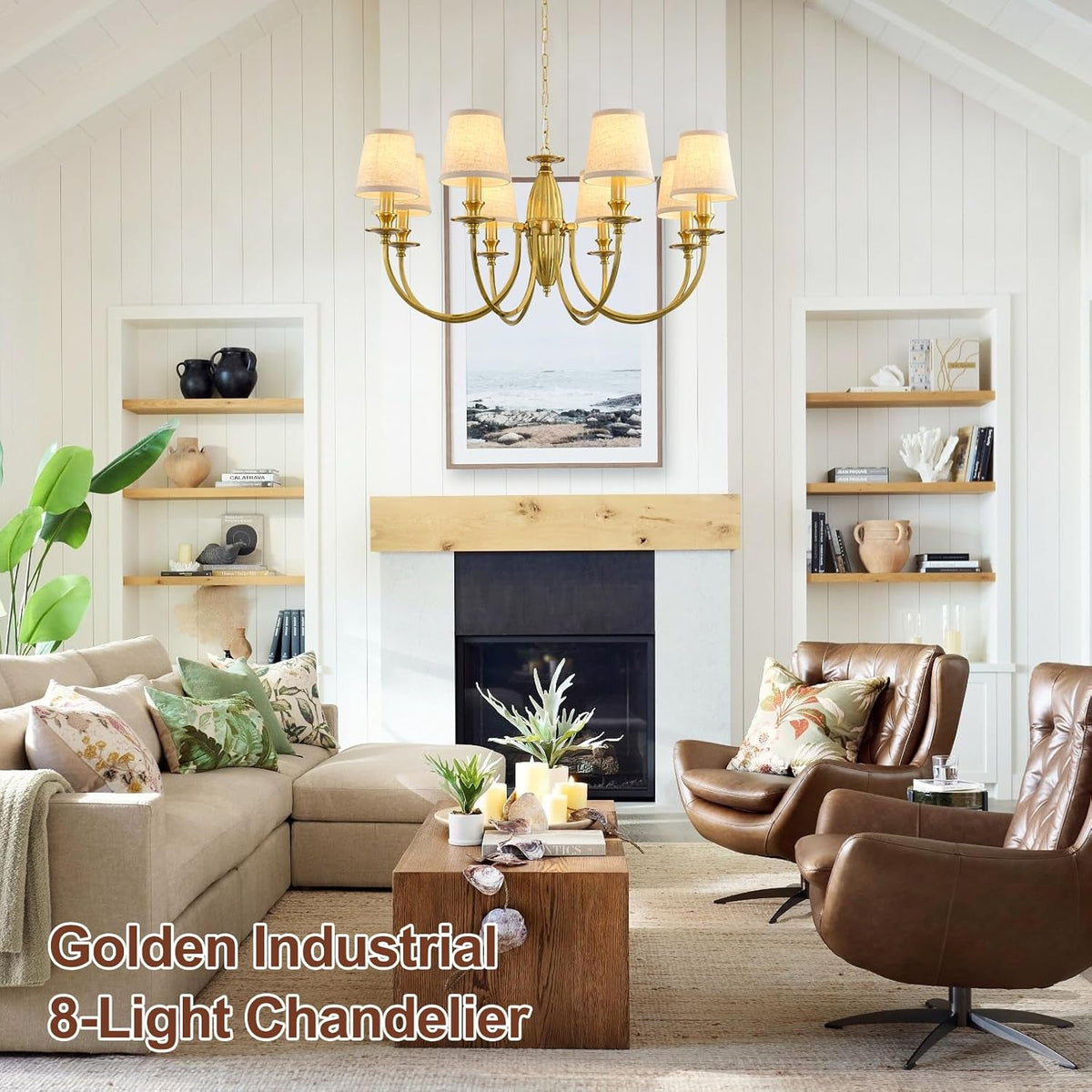 34.6in Eight Light Chandelier Over Table Fixture Living Room-3