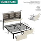 Queen Bed Frame With Two Tier Storage Cabinets Beige
