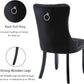Black Velvet Dining Chairs Set of 4 with Solid Wood Legs