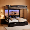 Queen Over Queen Metal Bunk Bed USB Charging Ports And LED