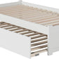 Twin Platform Bed White Footboard Trundle Included