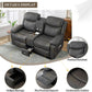 Grey Double Reclining Loveseat For Living Room Home Theater