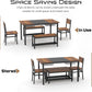 Rustic Brown Industrial Dining Table Set Storage Drawers