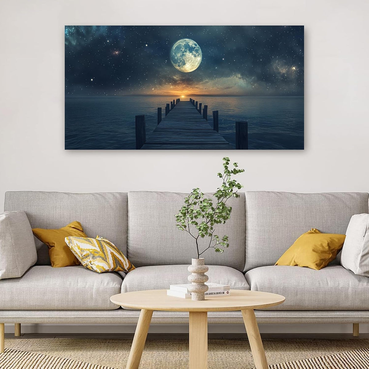 Blue Coastal Seascape Art Canvas Wall Art 20x40Inches