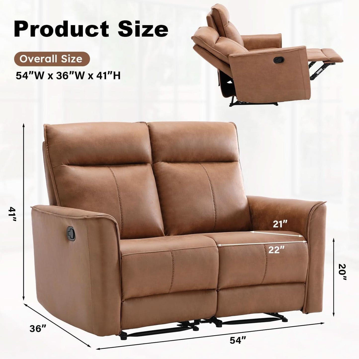 Brown Recliner Loveseat Set With Independent Recliners