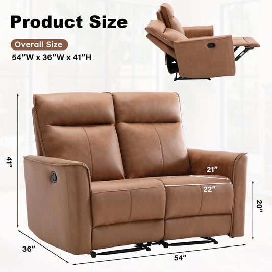 Brown Recliner Loveseat Set With Independent Recliners