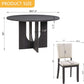 Round Dining Set With 47 Inch Table And Beige Upholstered Chairs