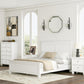 Queen Panel Bed White With Sculpted Ornate Tapered Feet-1