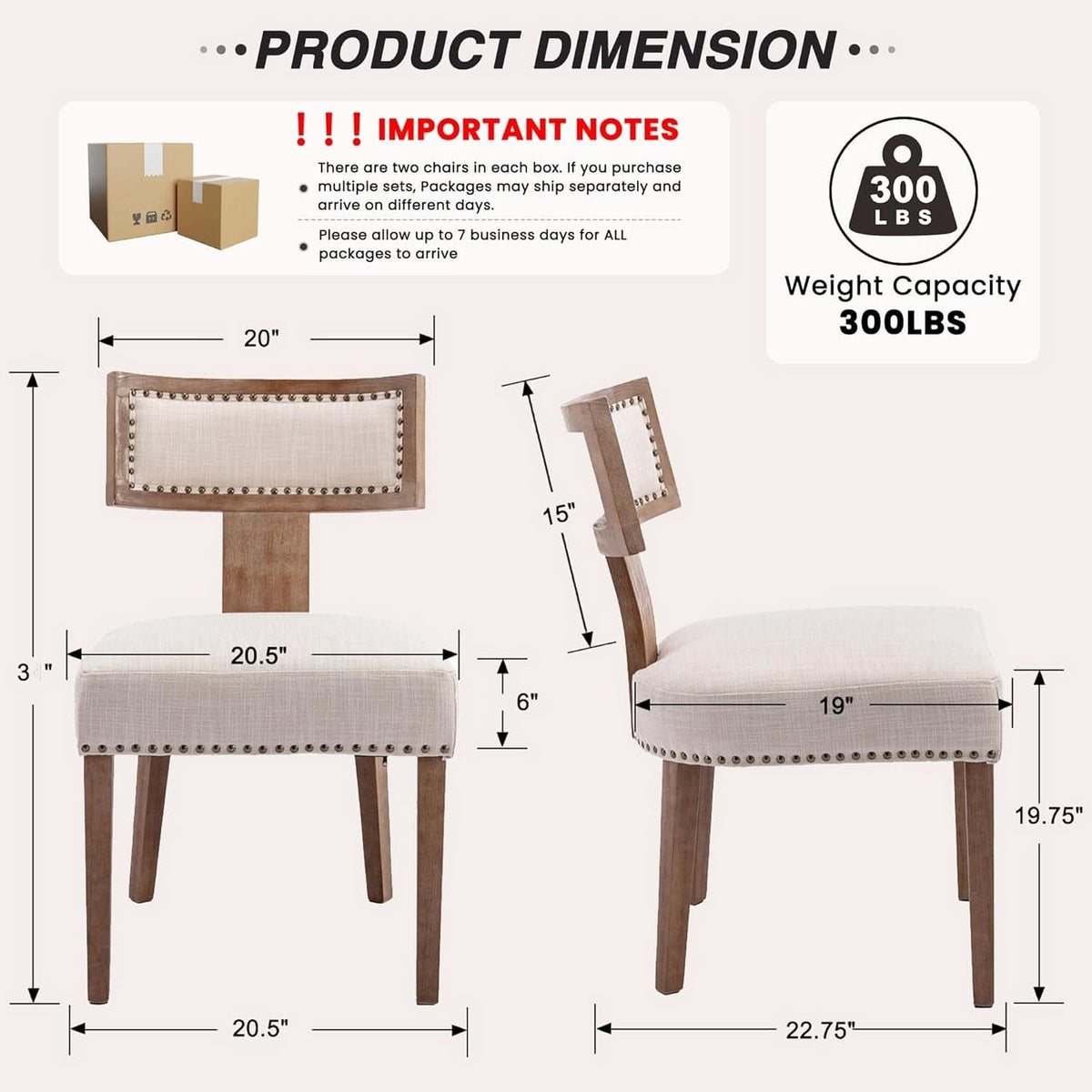 Beige Upholstered Mid Century Dining Chairs Collection
