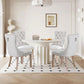 Beige Linen Dining Chairs Set Of 4 With Nailhead Trim