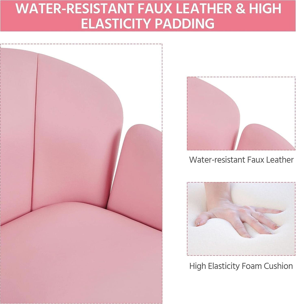 Pink Petal Desk Chair Swivel Upholstered Office Chair