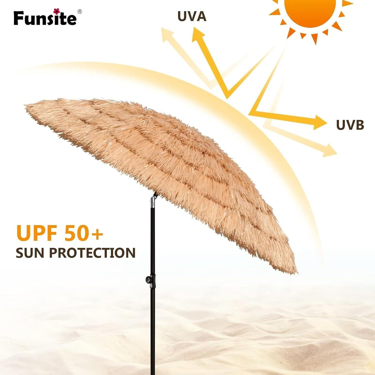 Large Outdoor Protective Thatch Tiki Umbrella Tilt