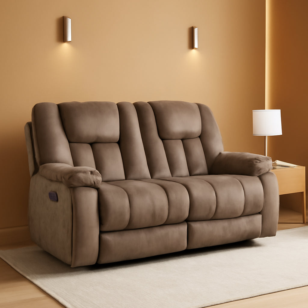 Light Brown ExtraWide Two Seat Manual Recliner Loveseat