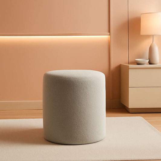 Round Ottoman With Upholstered Cushioned Vanity Stool