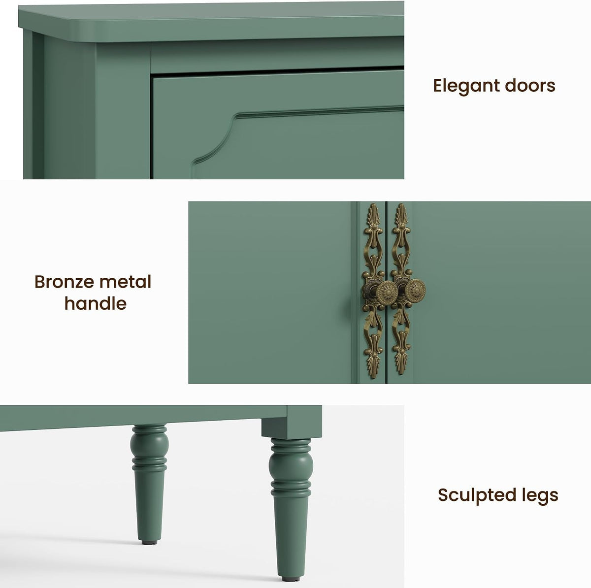 Forest Green Buffet Sideboard With Adjustable Shelves