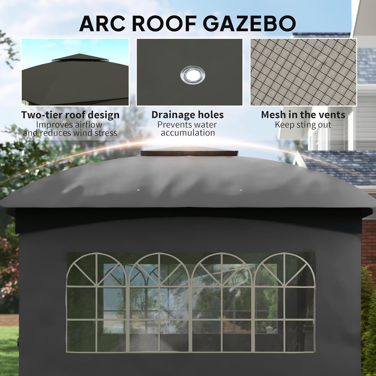 11x11ft Outdoor Gazebo With Ultraviolet Protection