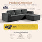 106 Inches Grey Convertible Sectional Upholstered Sofa-2