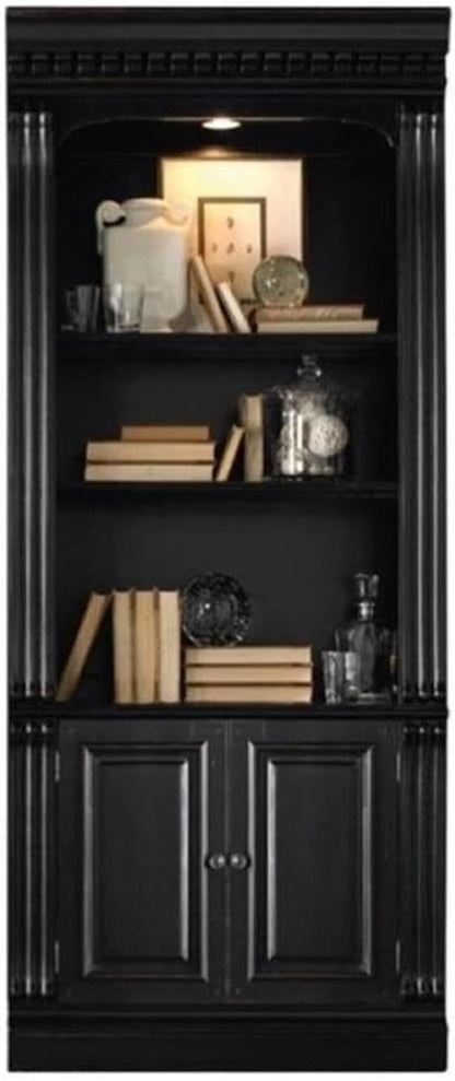 Black Three Shelf Bookcase With Wooden Construction