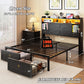 Queen Bed Frame With Storage Head board With LED Black