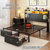 Queen Bed Frame With Storage Head board With LED Black