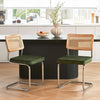 Green Rattan Dining Chairs FourPiece ChromeFinish Set
