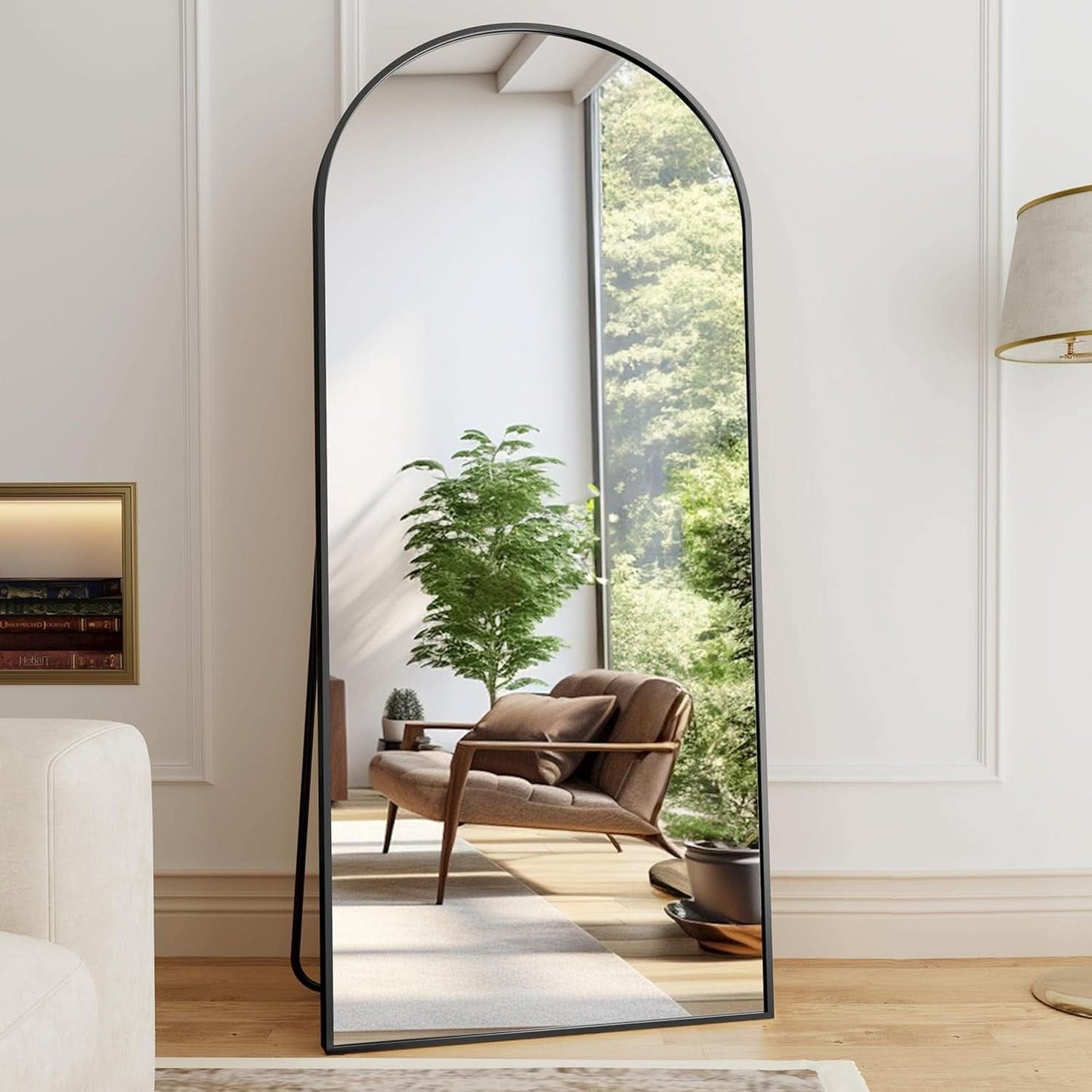 Oversize Black Arched Total Length Aluminum Mirror