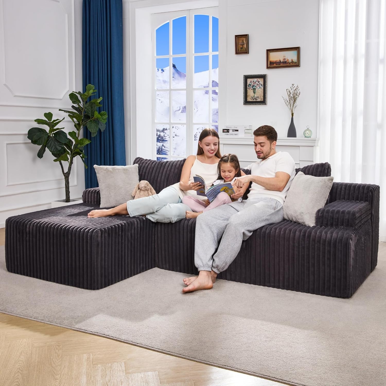 Modular Sectional Sofa Memory Foam Oversized Chaise-2