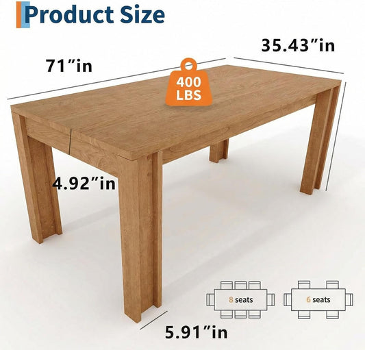 71 Farmhouse Dining Table Rectangular Natural Finish