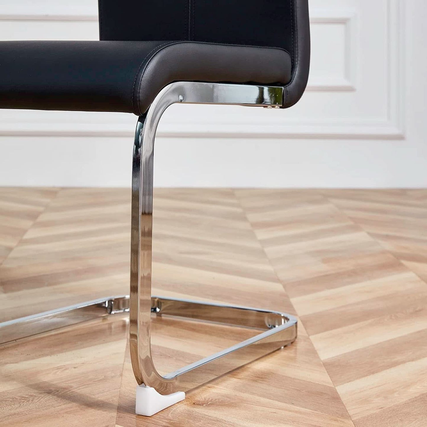 Set Of 6 Armless Dining Chairs With Metal Legs Black