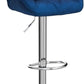 Velvet Diamond Tufted Swivel Barstools Blue Adjustable Height Set of 2