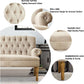 Warm Beige Tufted Linen Love Seat For Small Spaces-2