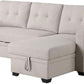 Beige L Shaped Convertible Sleeper Sectional Couch-3